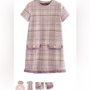 Sonia' Short Sleeve Tweed Mini Dress